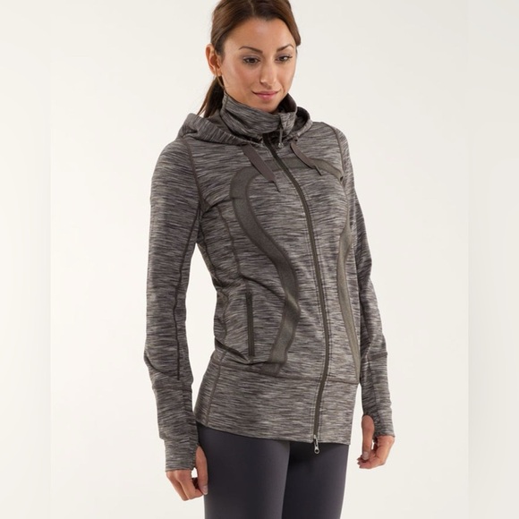Lululemon Stride Jacket hoodie full zipper up Wren Space Dye heathered charcoal - Picture 12 of 13